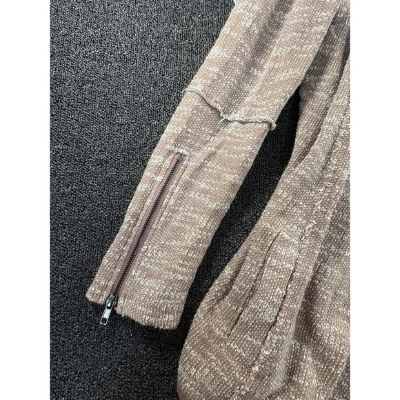 Free People Mauve Marled Knit Draped Open Front Cardigan Zipper Cuffs Small S/P - Picture 3 of 10